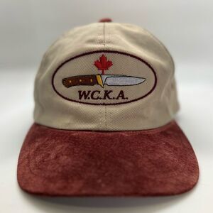 NWOT vintage western Canada knife association 100% COTTON/100% LEATHER bill.